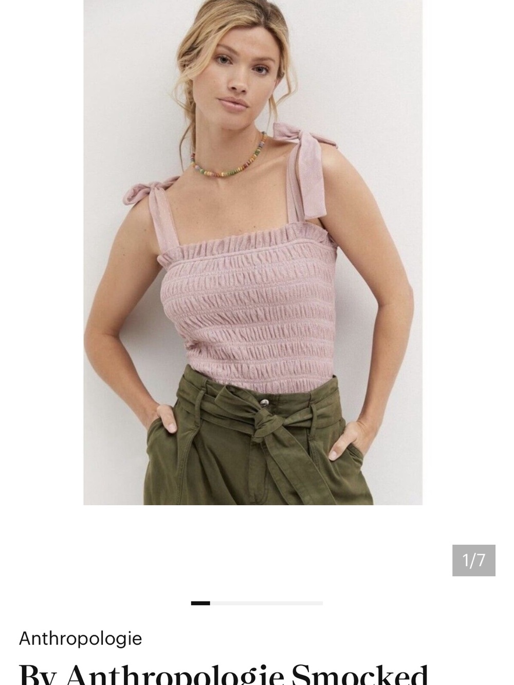 Anthropologie smocked tube top tank M